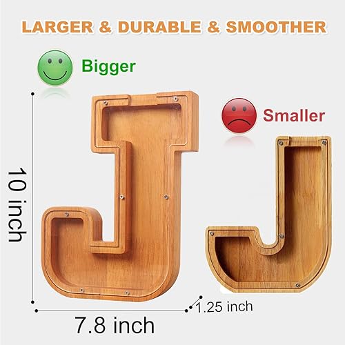 Miniatura 14 de Alcancía de madera con letras de madera para niños y niñas, banco de dinero grande de 26 alfabetos, con nombre personalizado, transparente, ahorro