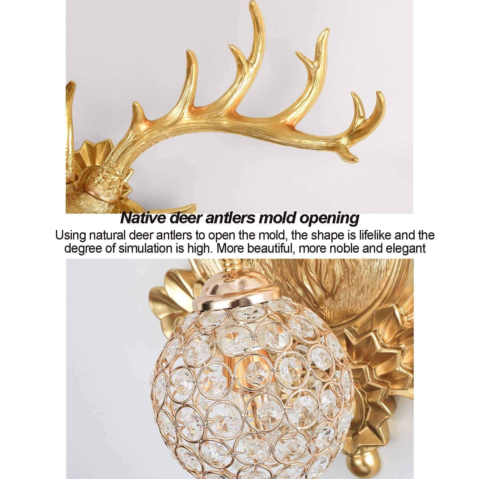 Testa Di Cervo Con Luci Solari – Scultura Da Parete In Resina Impermeabile, Decorazione Moderna Per Esterni E Interni, Grigio