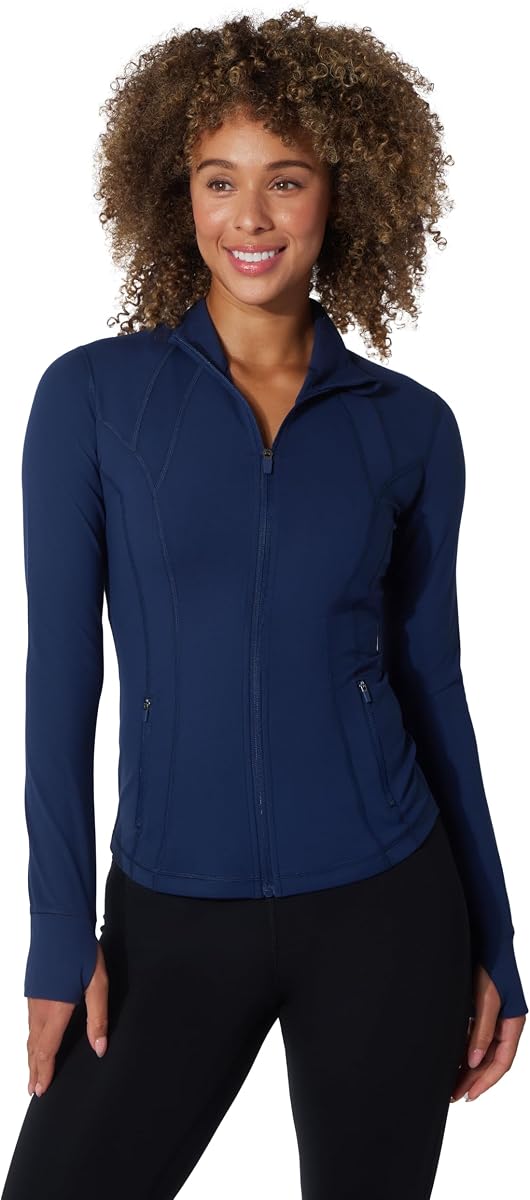 Chaqueta de yoga ligera ultra suave con cremallera y bolsillos Yogalicious para mujer