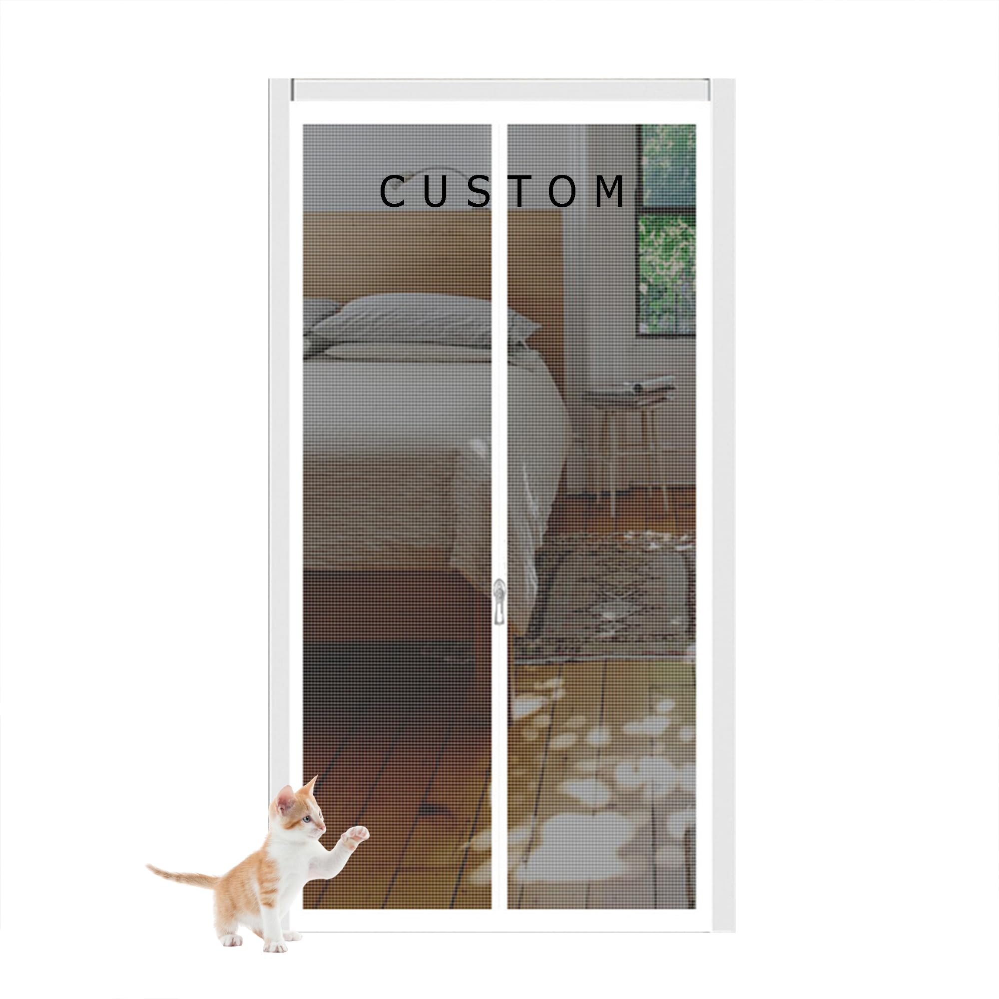 Duoleh Grey Cat Proof Screen Door Custom Size, Pet Screen Door For Dogs Cats Mosquitoes, Anti-Mosquito Door Curtain Door Screens Nets With Zipper, Install Without Drilling (W*H:70 * 200Cm)