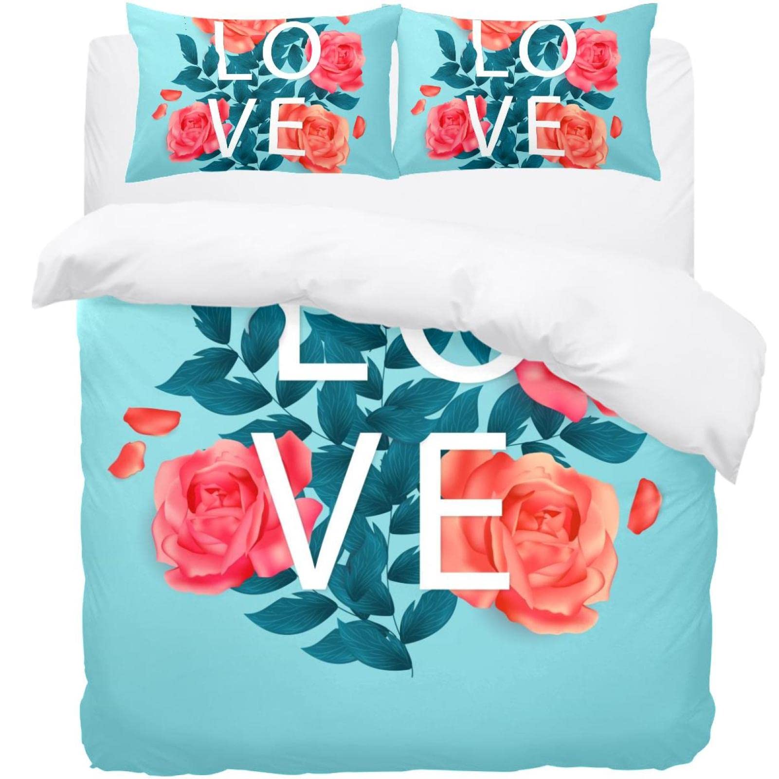 Parure de lit bleu premium comprenant une housse de couette et ses taies assorties