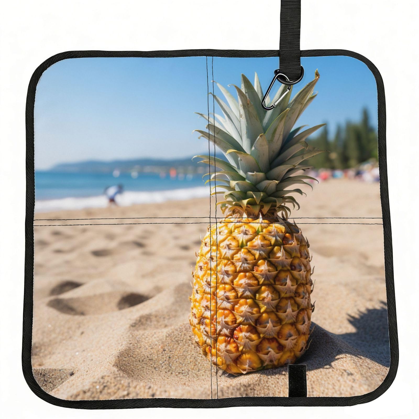 YGLHBDPBF Ocean Beach Pineapples Print Camping seat cushion,Foldable Sitting Pads,Save Backpack Space for Hiking