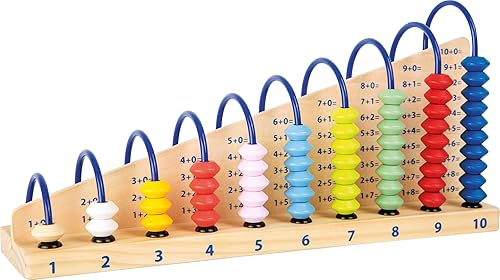 Wooden Abacus by Small Foot - Contador de cuentas de juguete educativo clásico - Lógica de aprendizaje temprano, cantidades, suma, resta -