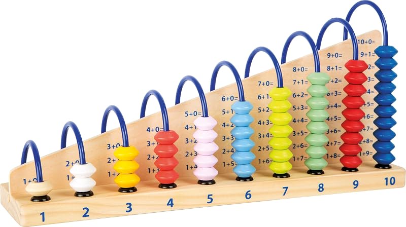 Ábaco de madera de Small Foot – Contador de cuentas de juguete educativo clásico – Lógica de aprendizaje temprano, cantidades, suma, resta – Desarrolla habilidades motoras y pensamiento lógico – Edad 4+ años