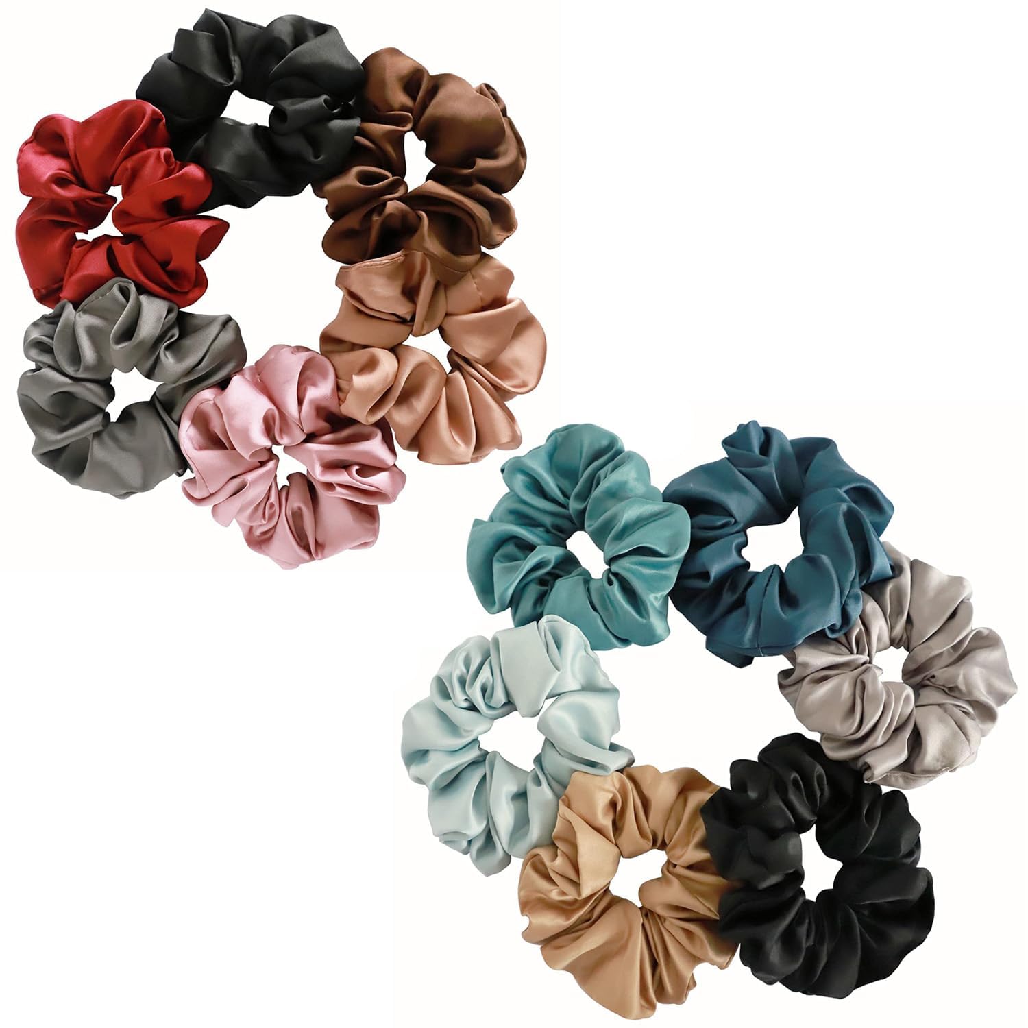 Satin Scrunchies for Hair, Soft Silk Elastic Hair Band Set Hair Ties Ponytail Holders for Women and Girls || Color:- Assorted (Pack of 12) a.-image-25