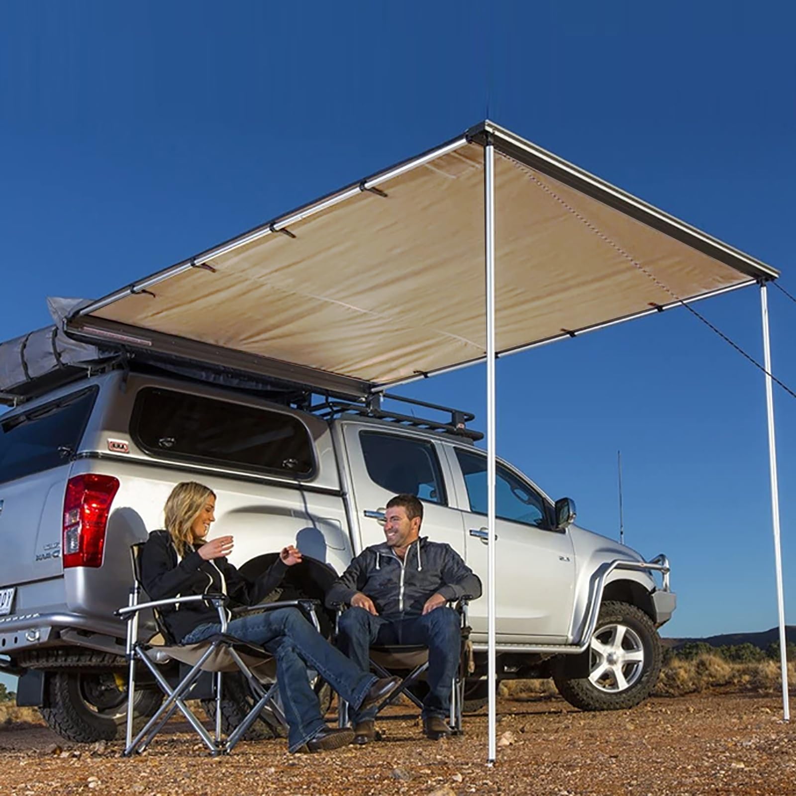 JCSRYD Roof Rack Awning for suv Retractable Car Side Awning, Outdoor Car Overlanding Awning 420D Oxford Cloth Weatherproof Pull-Out Vehicle Shades, for SUV/Truck/Van (Size : 160x250cm/5.2x8.2ft)