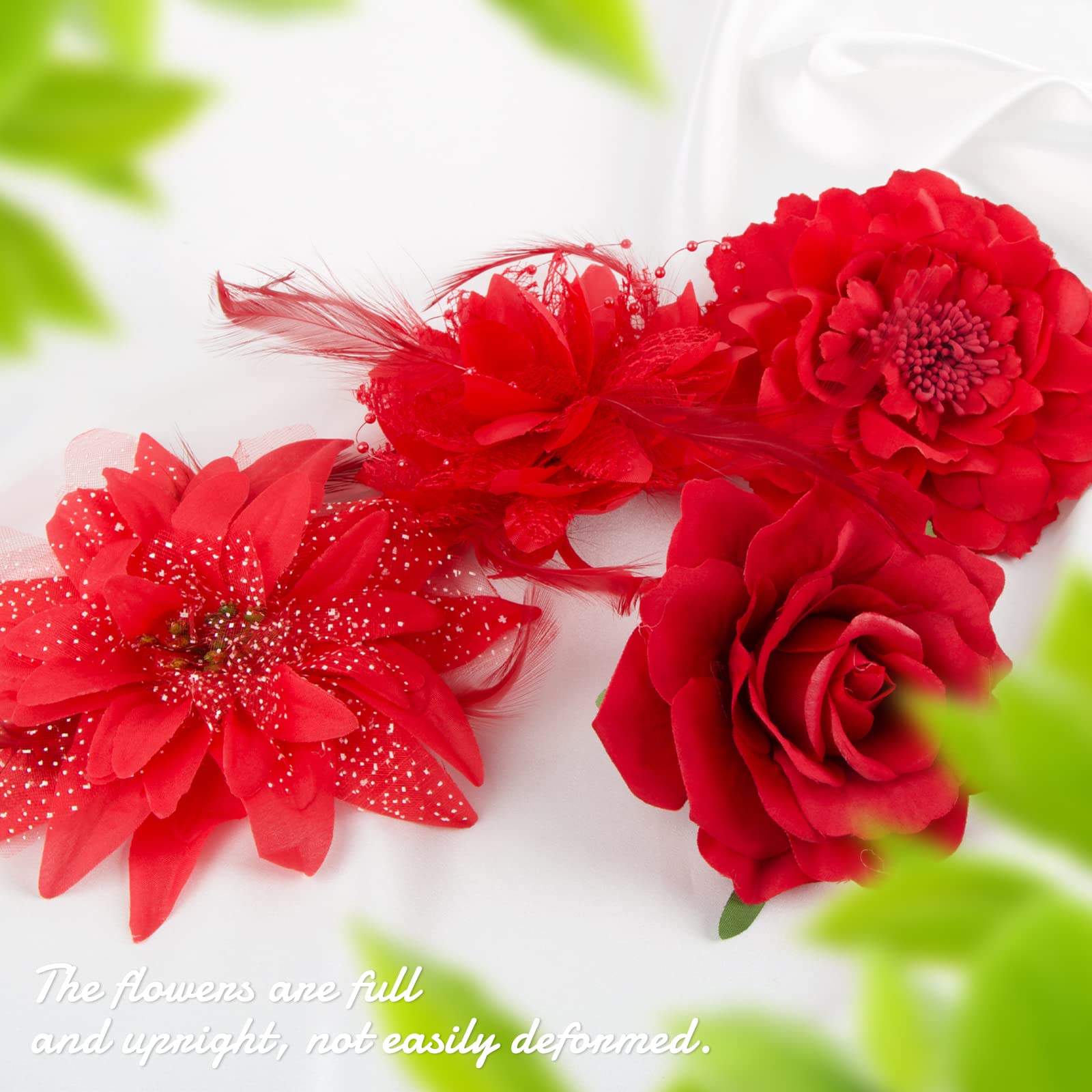 Barrette à Cheveux Fleur Rouge - Grande Pince Boho - Pour Mariage, Fête, Style Vintage Barrette à Cheveux Fleur Rouge - Grande Pince Boho - Pour Mariage, Fête, Style Vintage