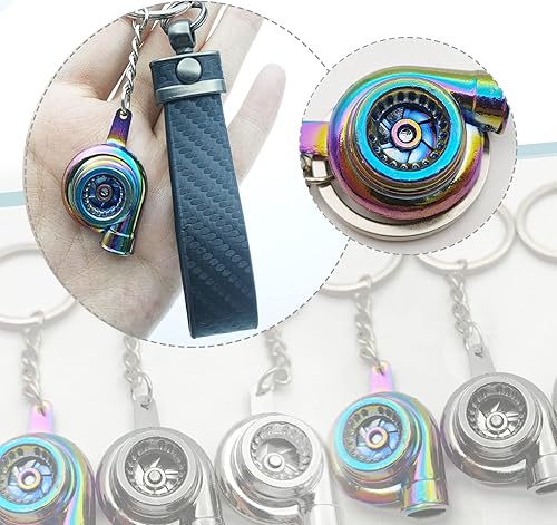 Vista 15 de Llavero turbocompresor turbocompresor, llavero giratorio turboturbocompresor llavero llavero anillo llavero llavero (plata)