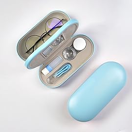 Eyeglass Case Double Sided Travel Size Cute Portable Contact Lens Box 2 in 1 Multifunction With Tool for Daily Outdoor Office
