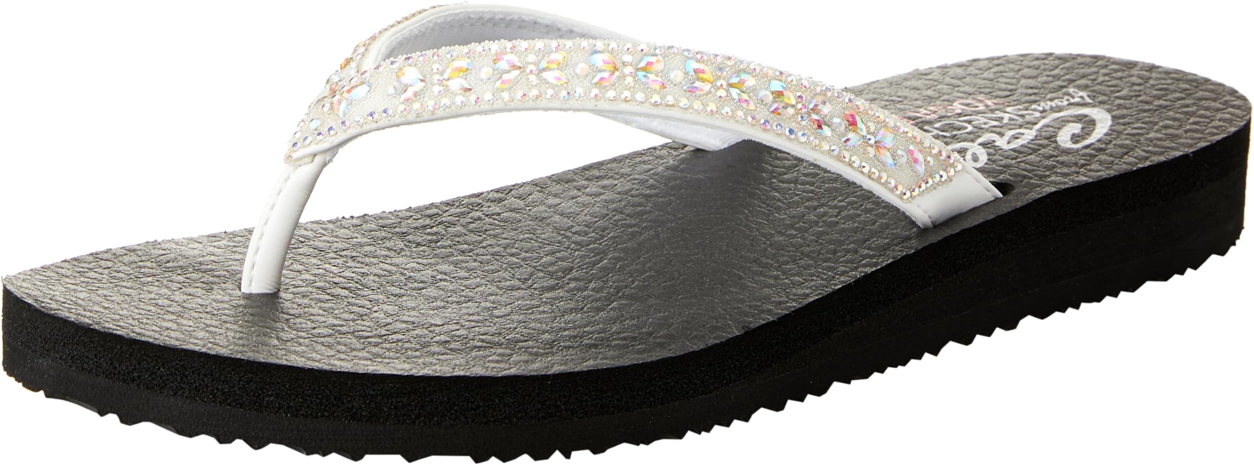 Skechers Women's Cali Meditation Butterfly Garden, White Duraleather/Gem Rhinestone Trim, 4 UK