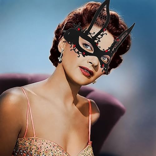 Miniatura 2 de CanB Máscara de Halloween para mascarada, disfraz de cosplay, máscara de araña Mardi Gras, máscara facial negra para mujeres y niñas