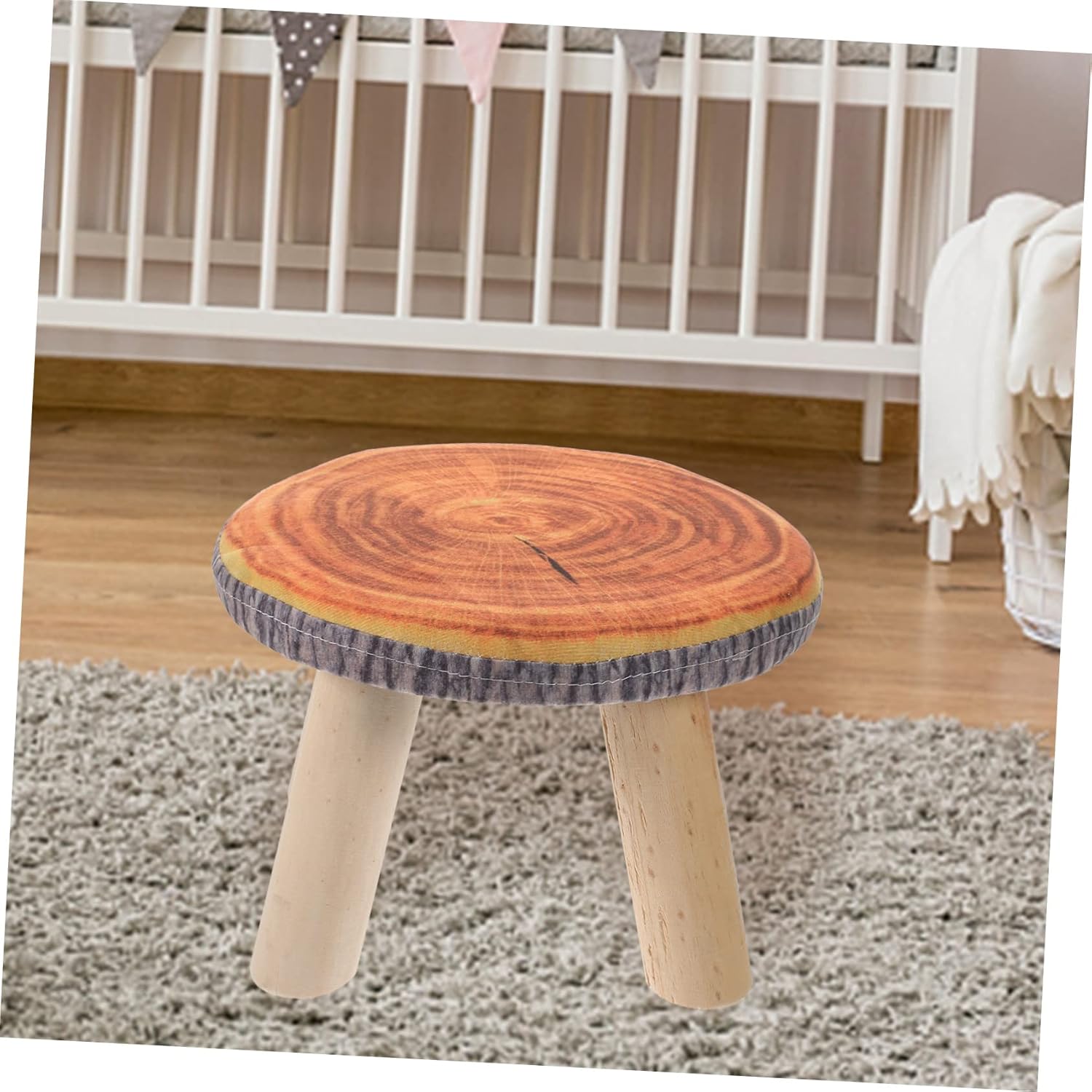 Cute Round Wood Stool for Kids Low Children's Sofa Stool Small and Sturdy Design for Playrooms Bedrooms and Sensory Tables Seating Solution