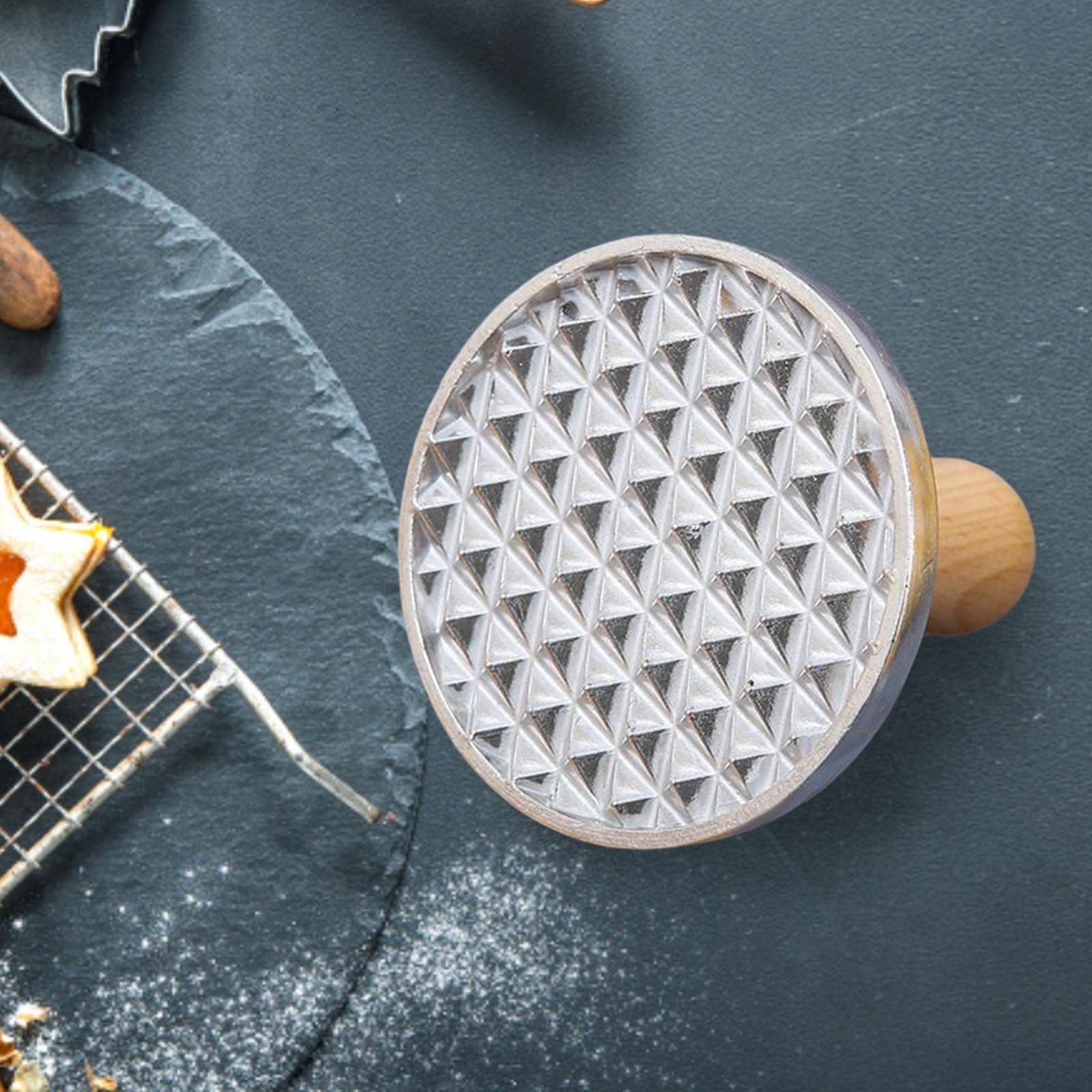 Juego de 5 moldes de metal para galletas con asa, molde de pan de jengibre con diamante, mediano