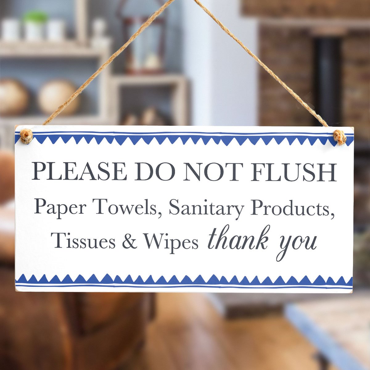 Buy Please DO NOT Flush Paper Towels, etc Thank You Blue Border