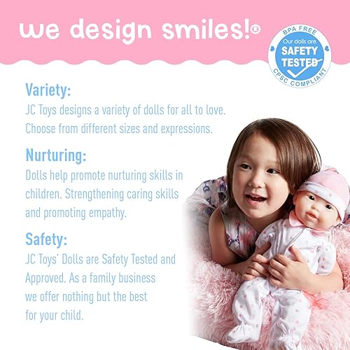 Miniatura 4 de JC Toys La Baby - Muñeca bebé asiática de 16 pulgadas con cuerpo suave mediano, lavable, atuendo rosa extraíble con sombrero y chupete, para niños