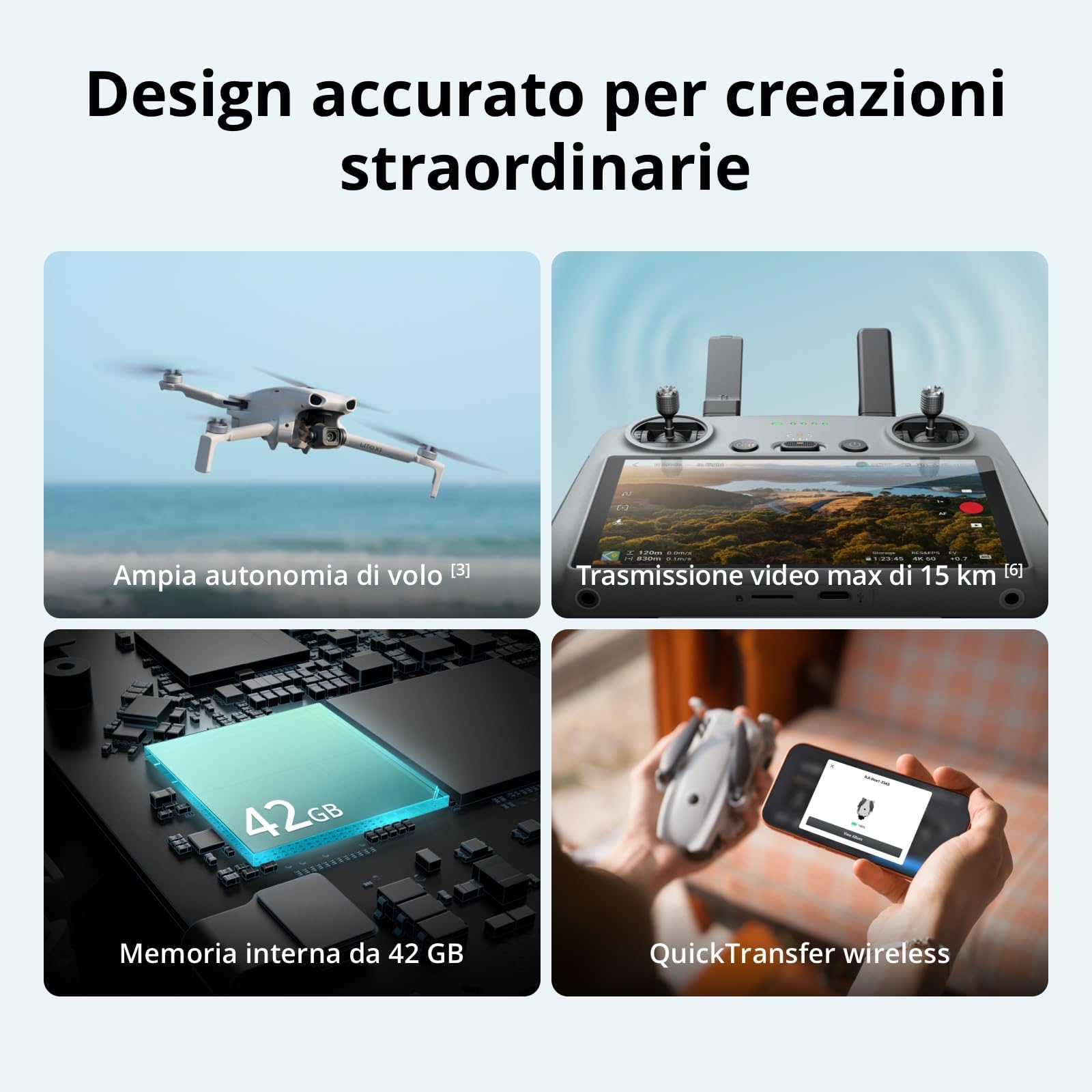 DJI Lito X1 Bundle, drone con fotocamera 4K adatto, rilevamento degli ostacoli, ActiveTrack, sensore da 1/1,3 pollici, trasmissione video a 15 km, C0 (Custodia Protettiva)
