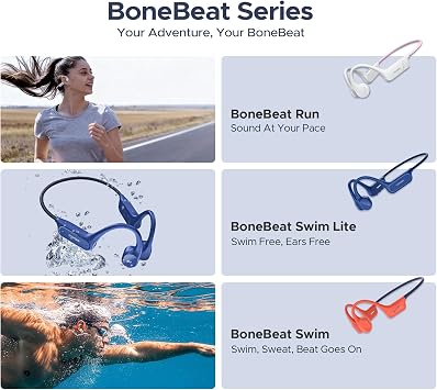 Bone Conduction Headphones IP68 Waterproof Headphones for Swimming, Open-Ear Underwater Swimming Earbuds Bluetooth 5.4 32GB MP3 10H (DGERY)