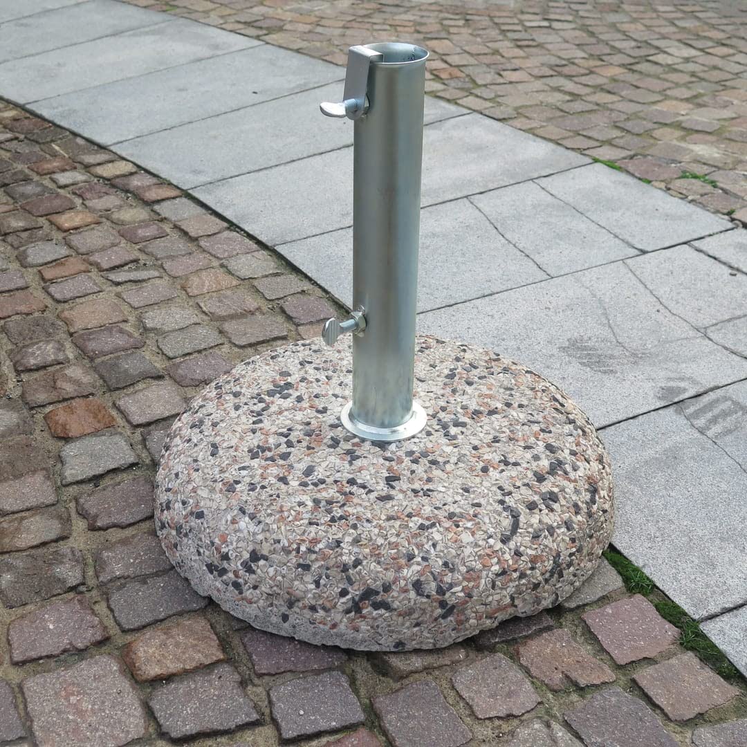 Decor Space Base en béton pour parasol de jardin, pot rond en gravier (1, rond 35 kg)