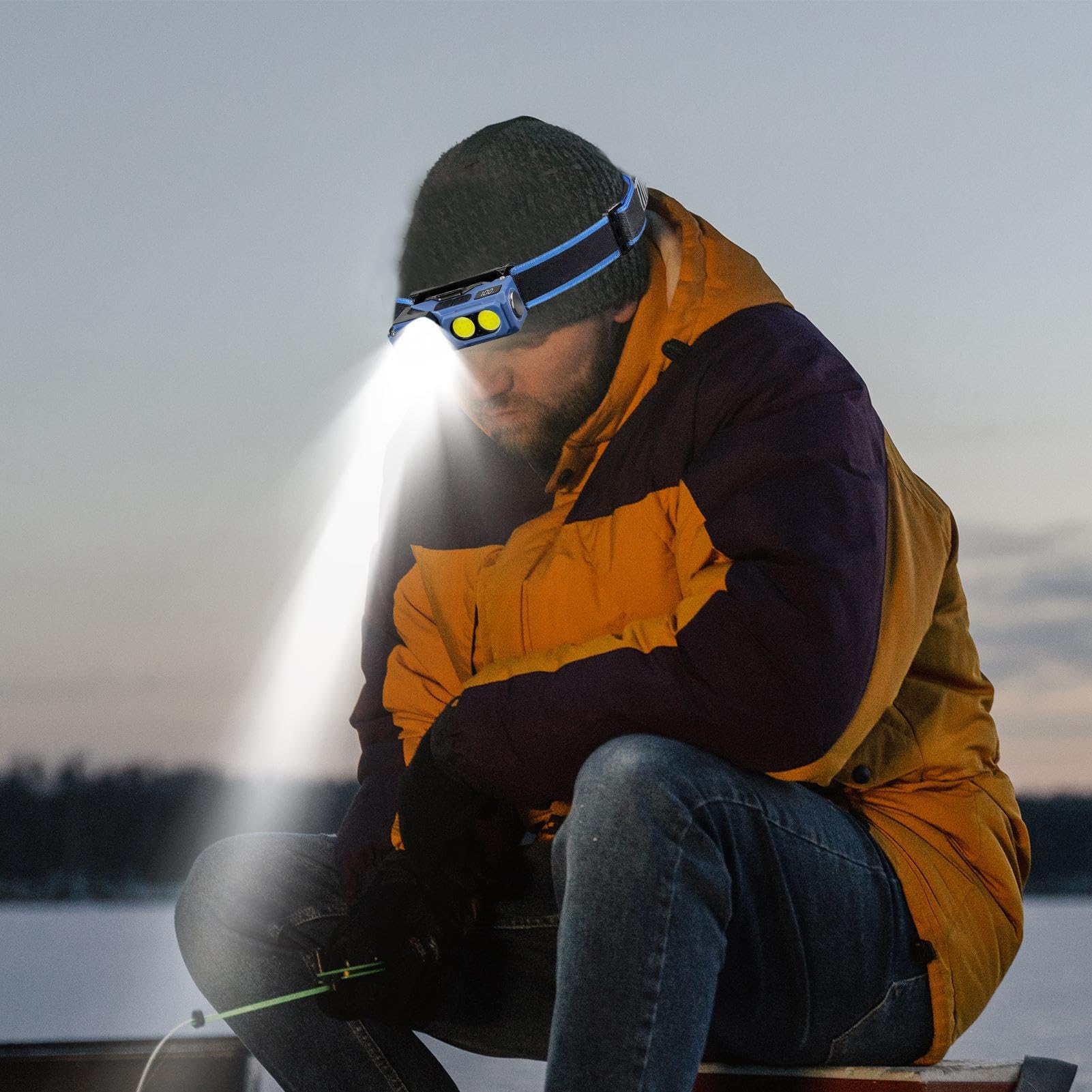 Lampada Frontale A LED Con Sensore, Potente Lampada Frontale COB XPE, 5 - Foto 4