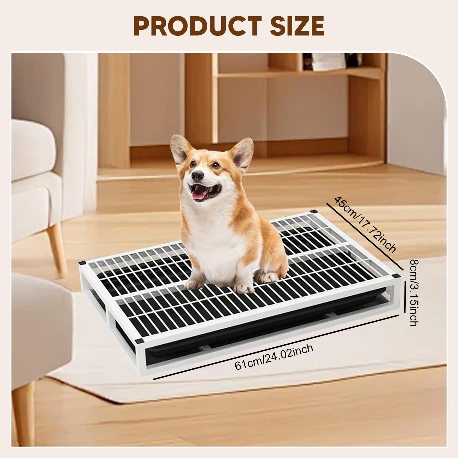 Bandeja Sanitaria para Perros Orinal Interior Portátil Inodoro de Entrenamiento Y Soporte para Empapadores con Almohadillas Antideslizantes Adecuado