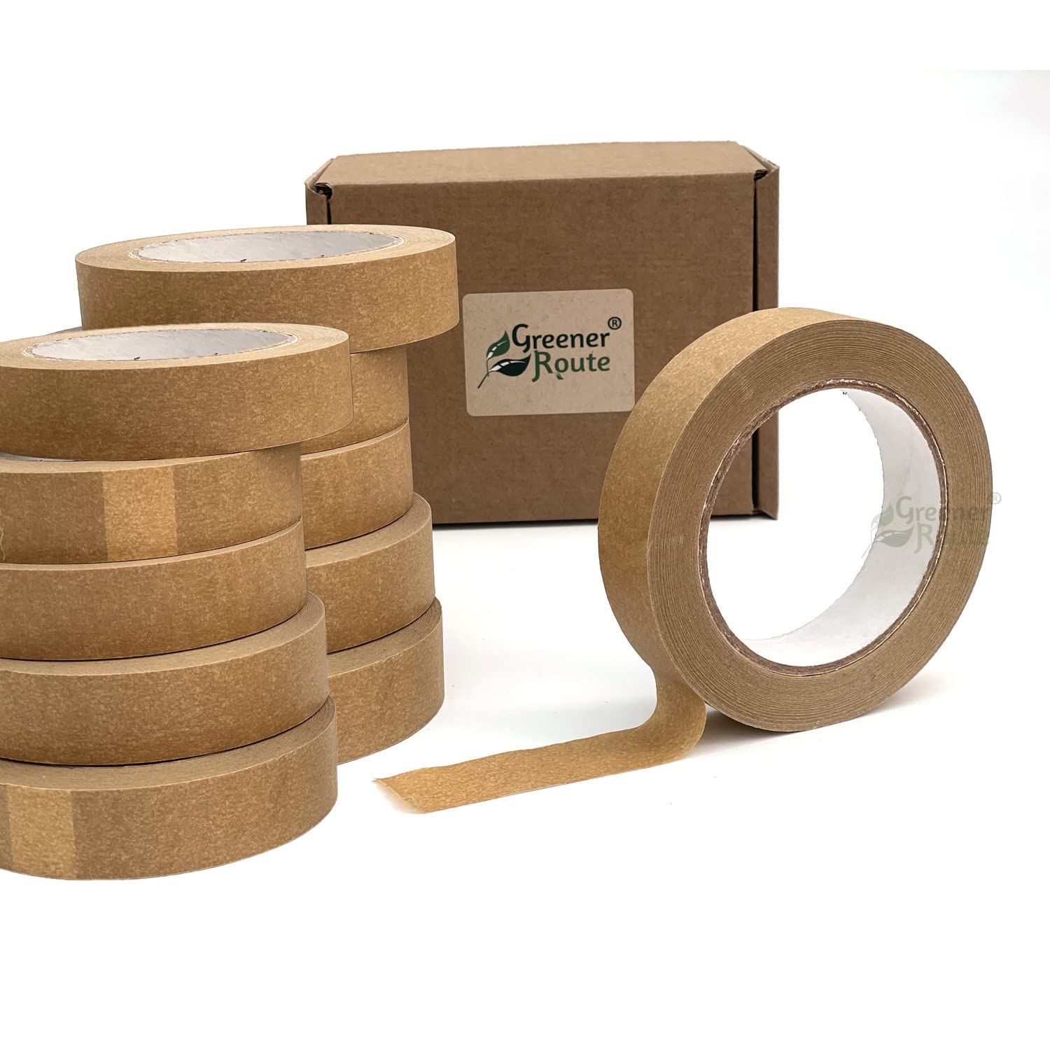 Greener Route 12X Standard Paper Tape 24mm Recyclable | Natural Rubber Self-Adhesive | 50 Meter Length | Framing, Masking, Packing or Wrapping | 50 Meter Length — image 1