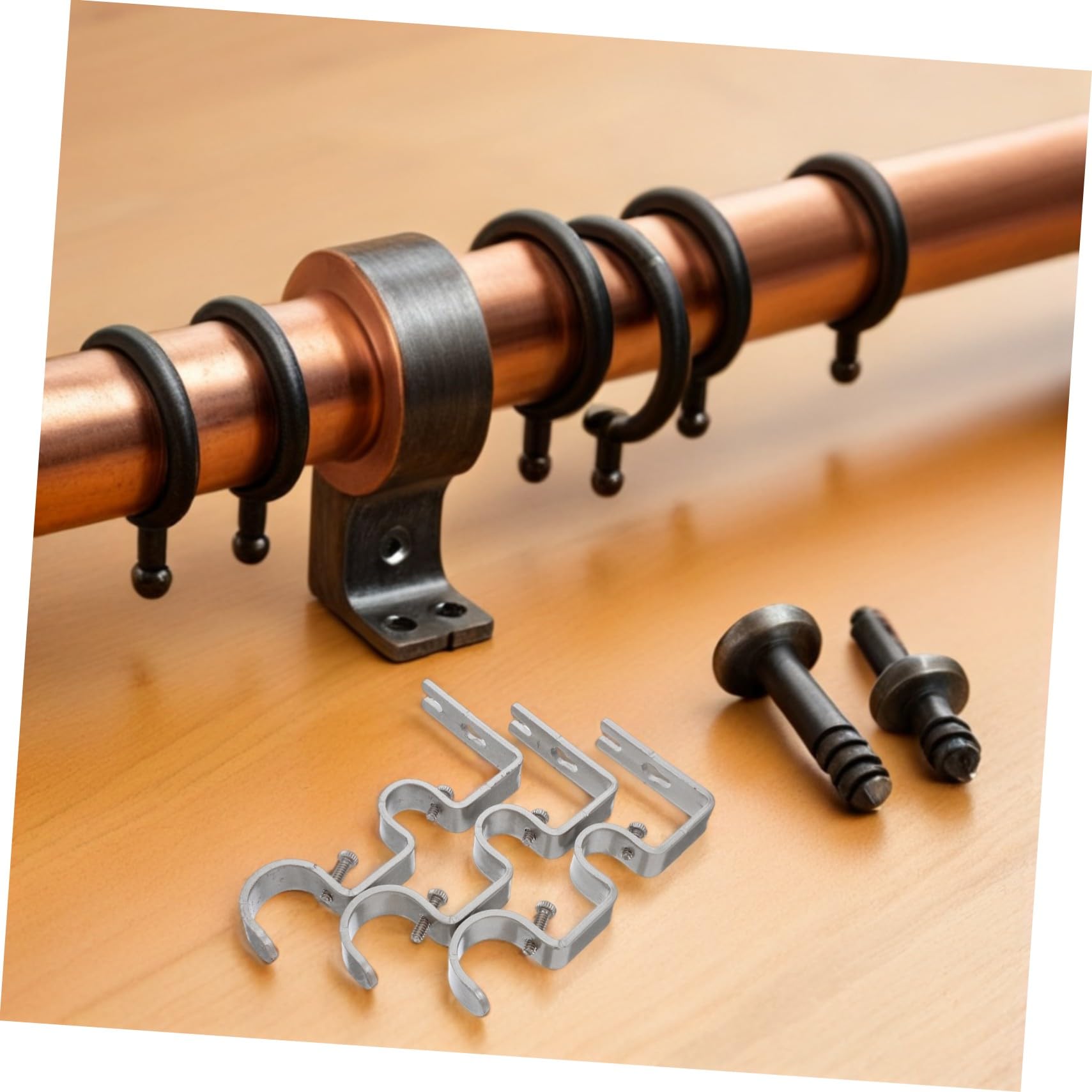Gardinenstangenhalterungen für Wand, 6 Stück, Eisen, Silber