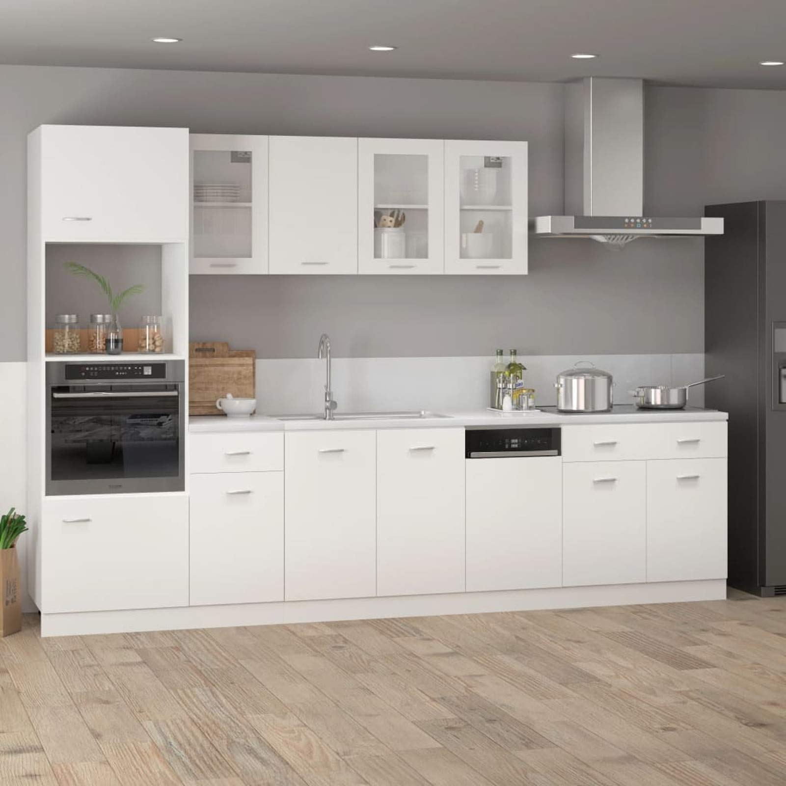 BaraSh Schubunterschrank Weiß 80x46x81,5 cm Holzwerkstoff KüChenunterschrank Unterschrank KüChe SpüLenschrank SpüLenunterschrank