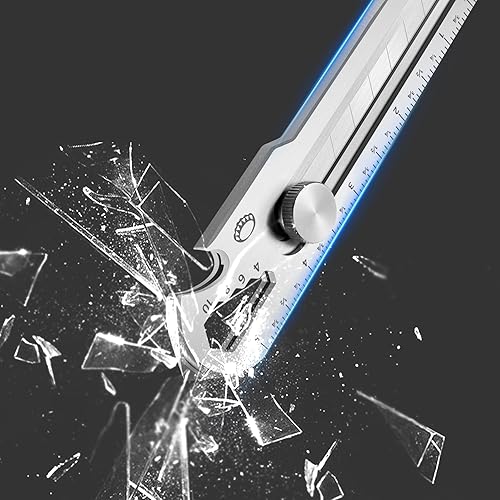 Miniatura 7 de BECOWIN Cuchillo multiusos 7 en 1, cortador de caja retráctil de acero inoxidable, cuchillo cortador resistente a presión con 10 cuchillas SK5 de