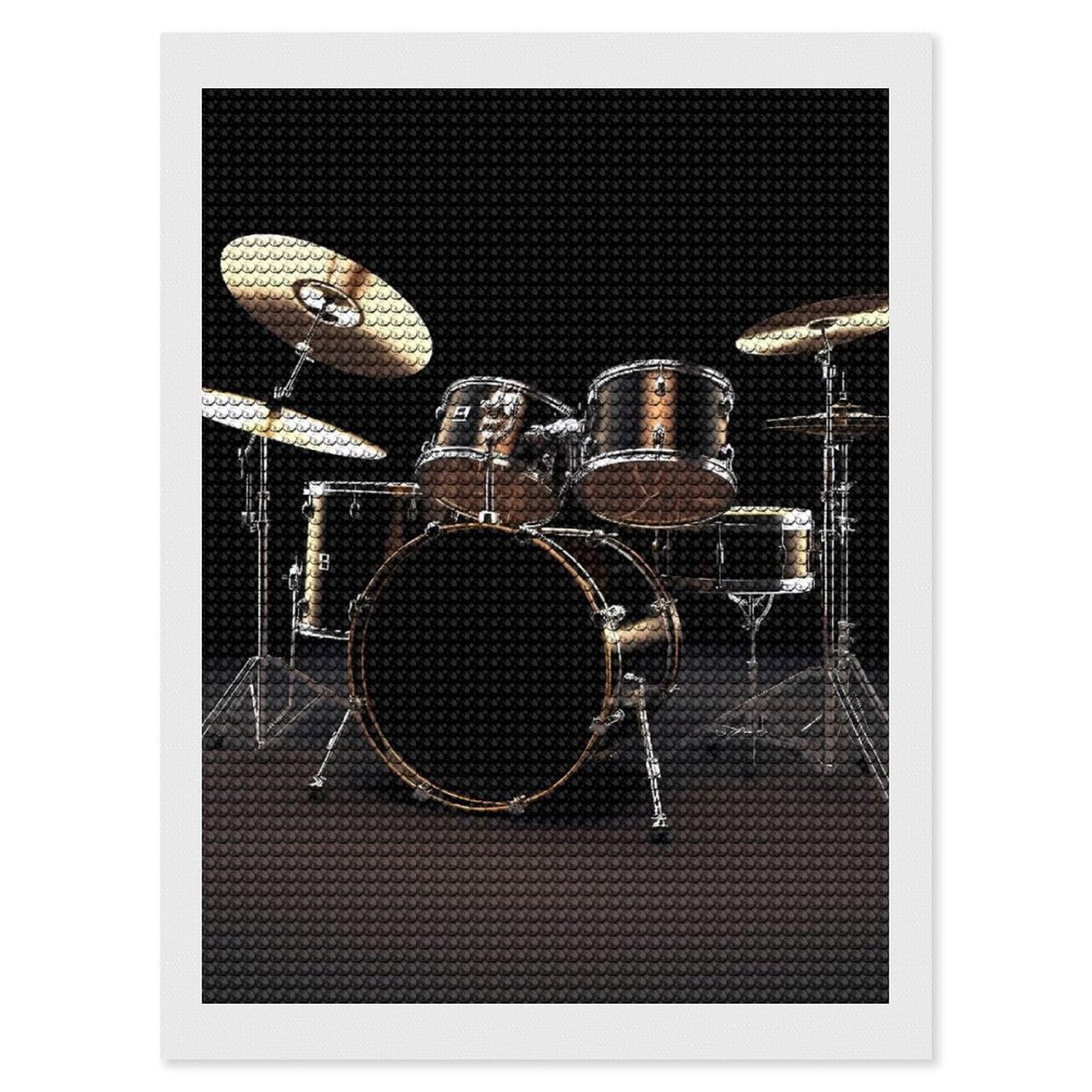 DWVTSLH Cool Drum Set Diamond Painting Kits for Adults, Personalized Diamond Photo Art Full Drill, DIY 5D Diamond Art Painting Kits for Beginners, Home Wall Decor 12"x16"