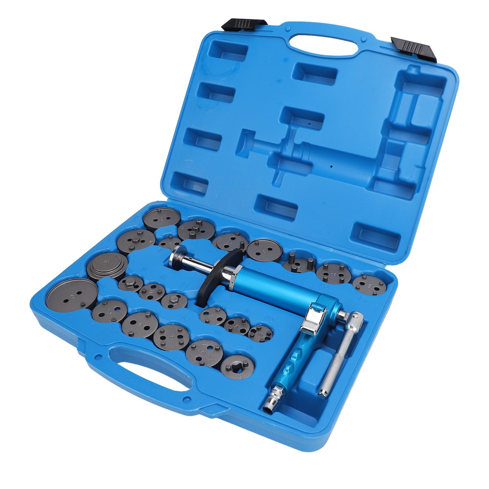 Dioche Rebobinado de Compresión, 24 Piezas, Herramienta de Pinza de Freno Neumática, Giratorio Profesional Universal, Juego de Herramientas de Retroceso de Pinza de Freno Motorizada, Kit Completo con