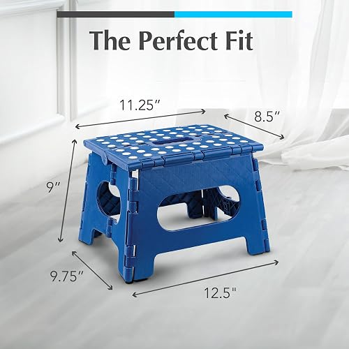 Handy Laundry Marchepied pliable de 22,9 cm, bleu, antidérapant, peut supporter 136 kg - 5
