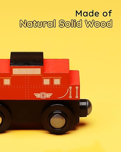 Miniatura 2 de SainSmart Jr. Juego de accesorios de tren de madera, 2 piezas de tren motorizado para niños pequeños con conexión magnética, tren a pilas compatible