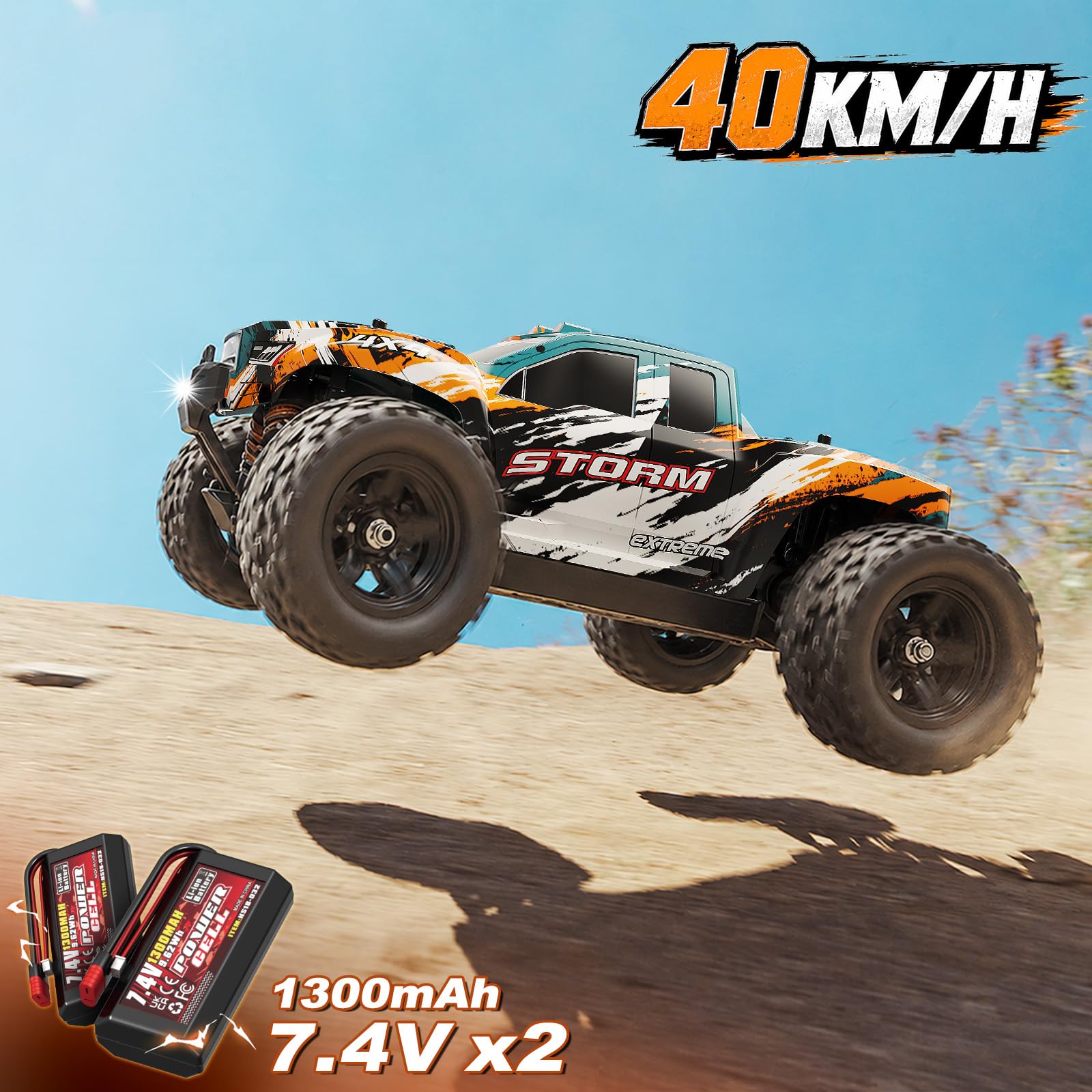 YESHIN Ferngesteuertes Auto 1:18 4WD RC Car 40 km/h für Erwachsene & Jungen | ab 8 10 Jahren RTR Offroad All-Terrain RC Auto mit Vollmetall-Antrieb, 2x1300-mAh-Akkus & 2 Karosserien tolles Geschenk