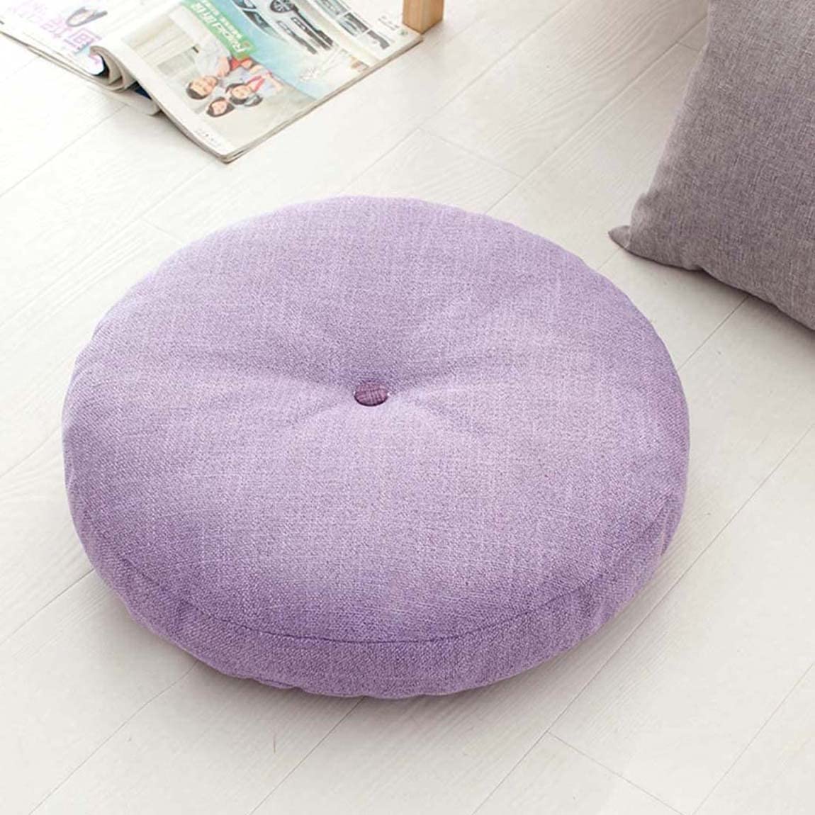 Cojín de asiento redondo grueso y suave para el hogar, almohada de suelo, sala de estar, patio, 10 cm de grosor, 70 x 70 cm, color morado claro