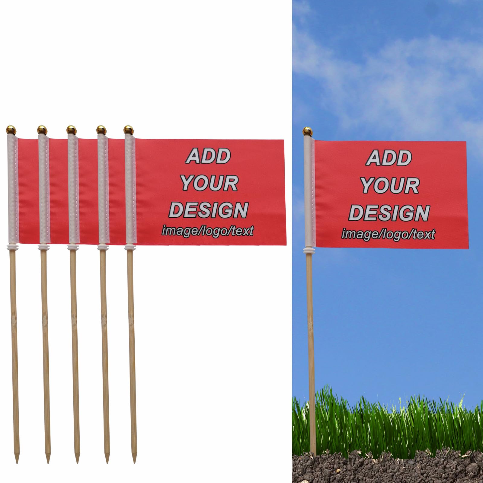 Custom Marking Flags for Lawn Personalized Garden Flag Marker Yard Signs with Stake (8x11 inch/20x28cm)