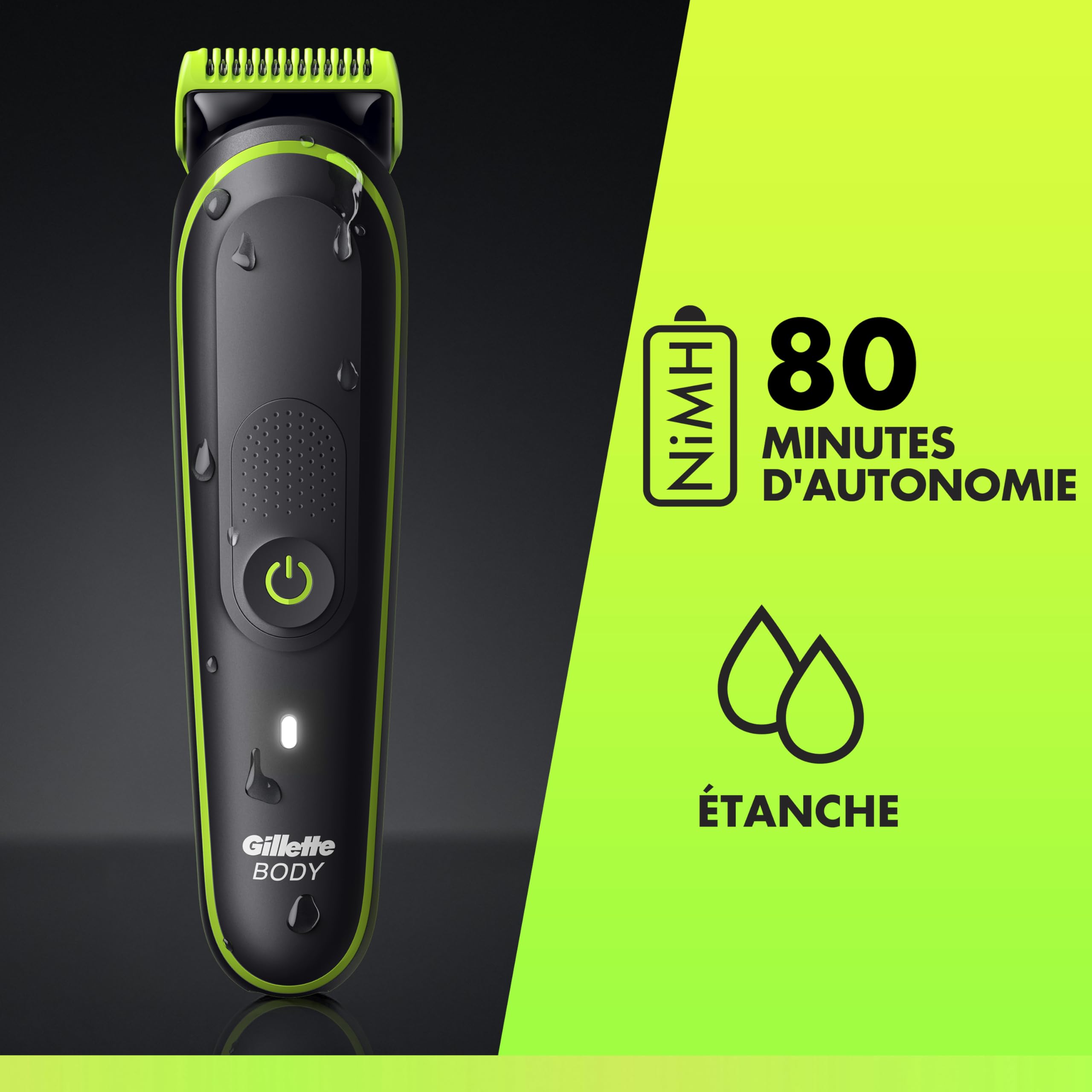 Gillette Labs Body Plus Intimate Tondeuse Homme i3, Tondeuse Corps et Zone Intime, Étanche, Coffret Homme avec 2 Sabots, Technologie SkinFirst, Batterie Rechargeable