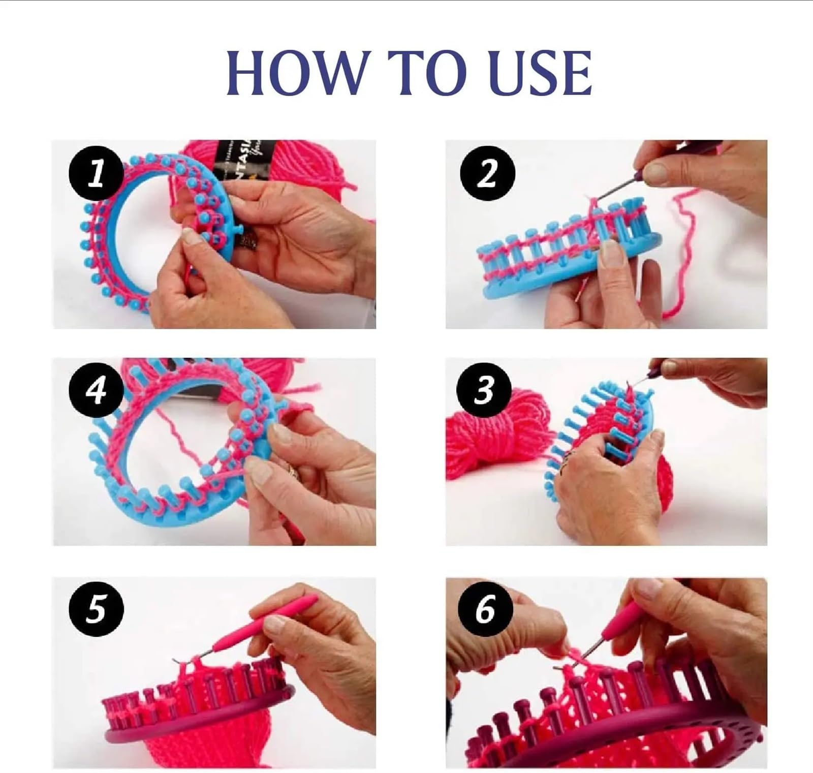 Kit de métiers à Tricoter Ensemble de métiers à tricoter ronds-métiers à tisser circulaires en plastique de 4 tailles à tricoter avec 1 aiguilles à tricoter et 1 crochets for outil de pull de chapeau