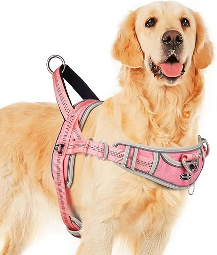 Miniatura 9 de ADVENTUREMORE Arnés deportivo para perros grandes, antitirones, arnés tipo halter reflectante transpirable chaleco a prueba de escapes con asa