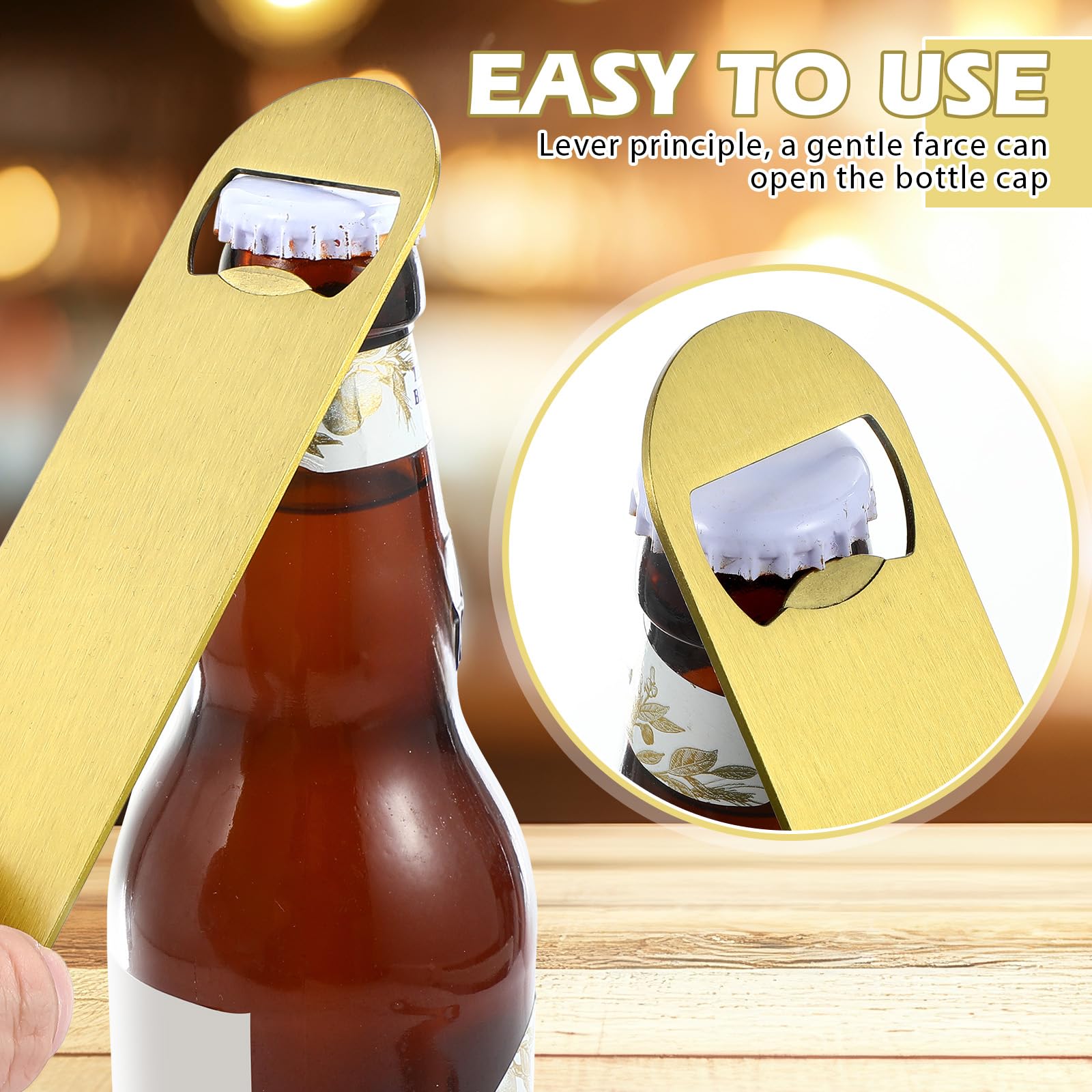Raiten Paquete de 20 abrebotellas planos de acero inoxidable, abrebotellas de cerveza en blanco, barra resistente, divertido abridor de botellas de camarero para hombres y mujeres, suministros de