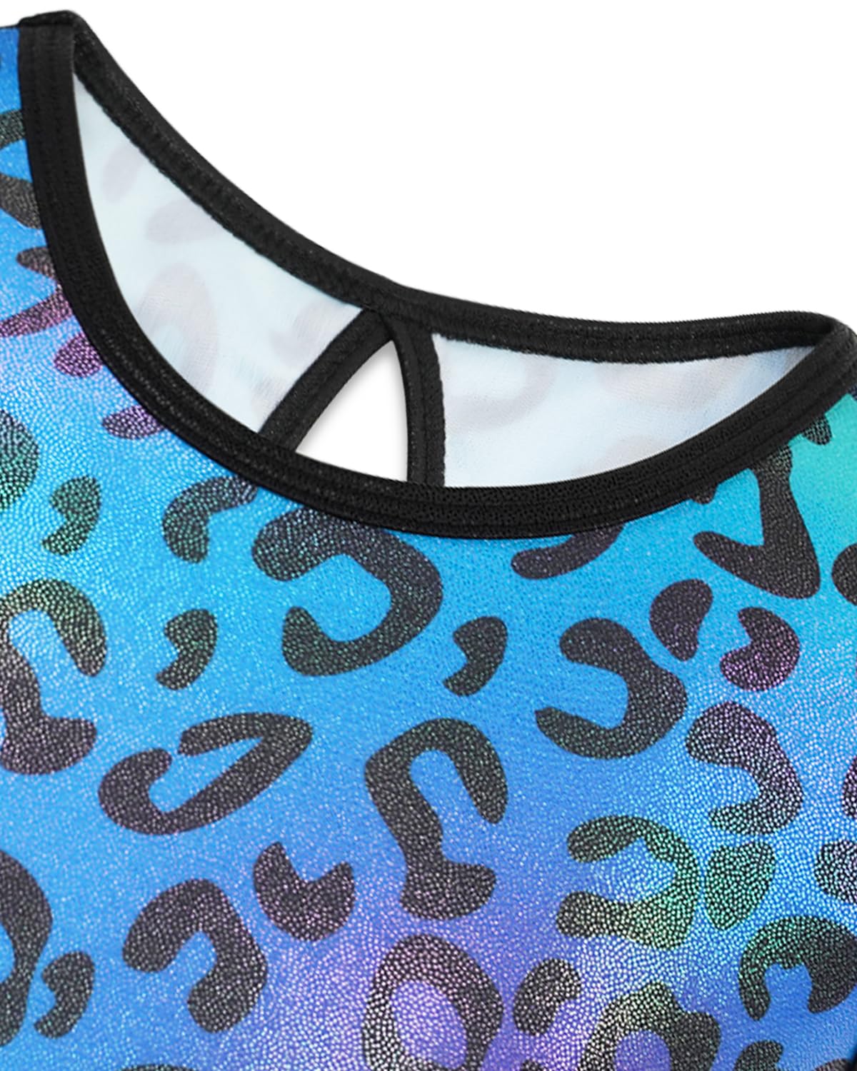 Gogokids Completo da ginnastica bambina composto da tre pezzi, body senza maniche, pantaloncini e fascia capelli, tuta danza classica scintillante, con design a colori sfumati, dai 3 ai 12 anni