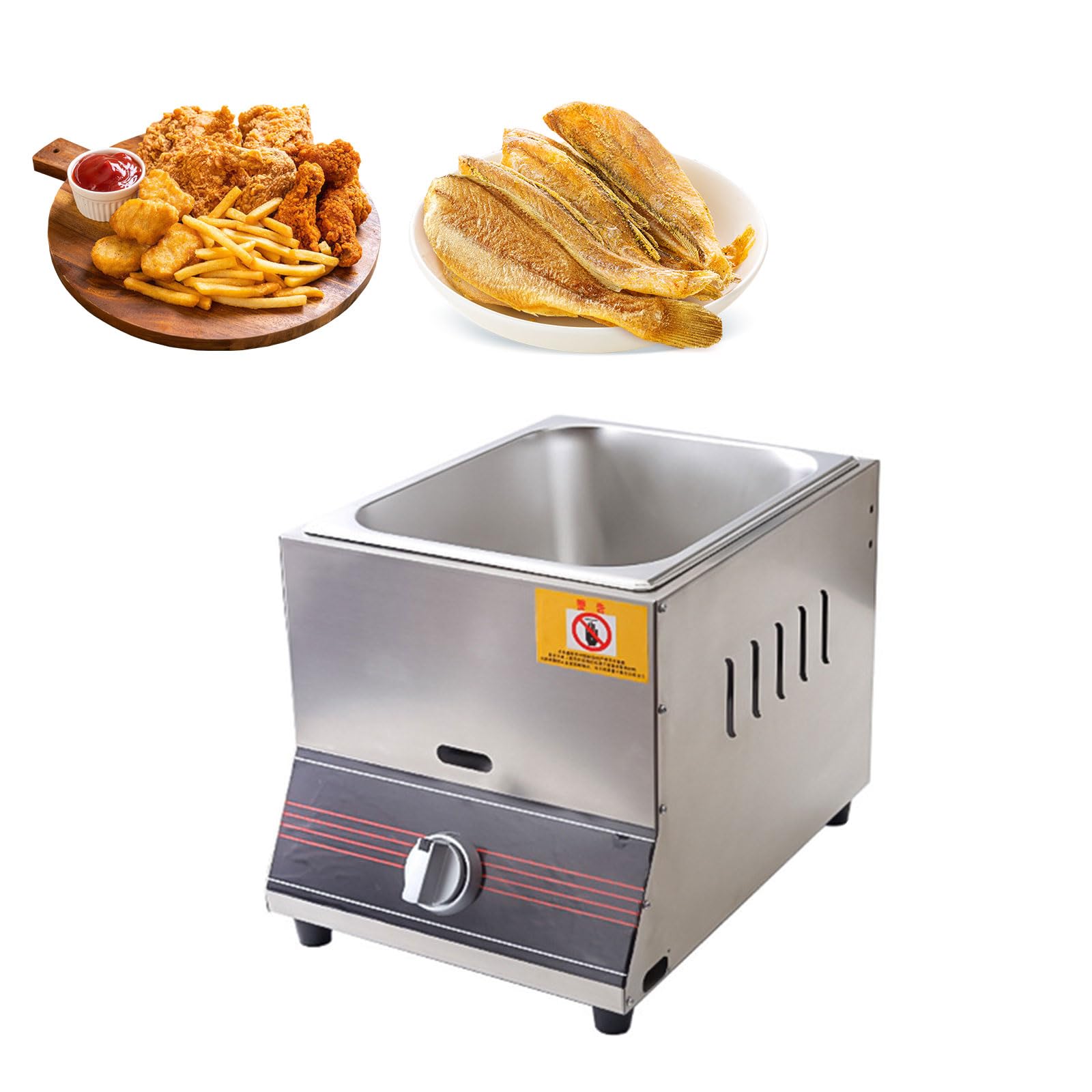 Friggitrice A Gas Professionale,Friggitrice Professionale A Gas,Potenza di Fuoco Regolabile,L'Acciaio Inossidabile è Facile da Pulire E Adatto Sia all'Uso Domestico Che Commerciale 29 * 39 * 26cm