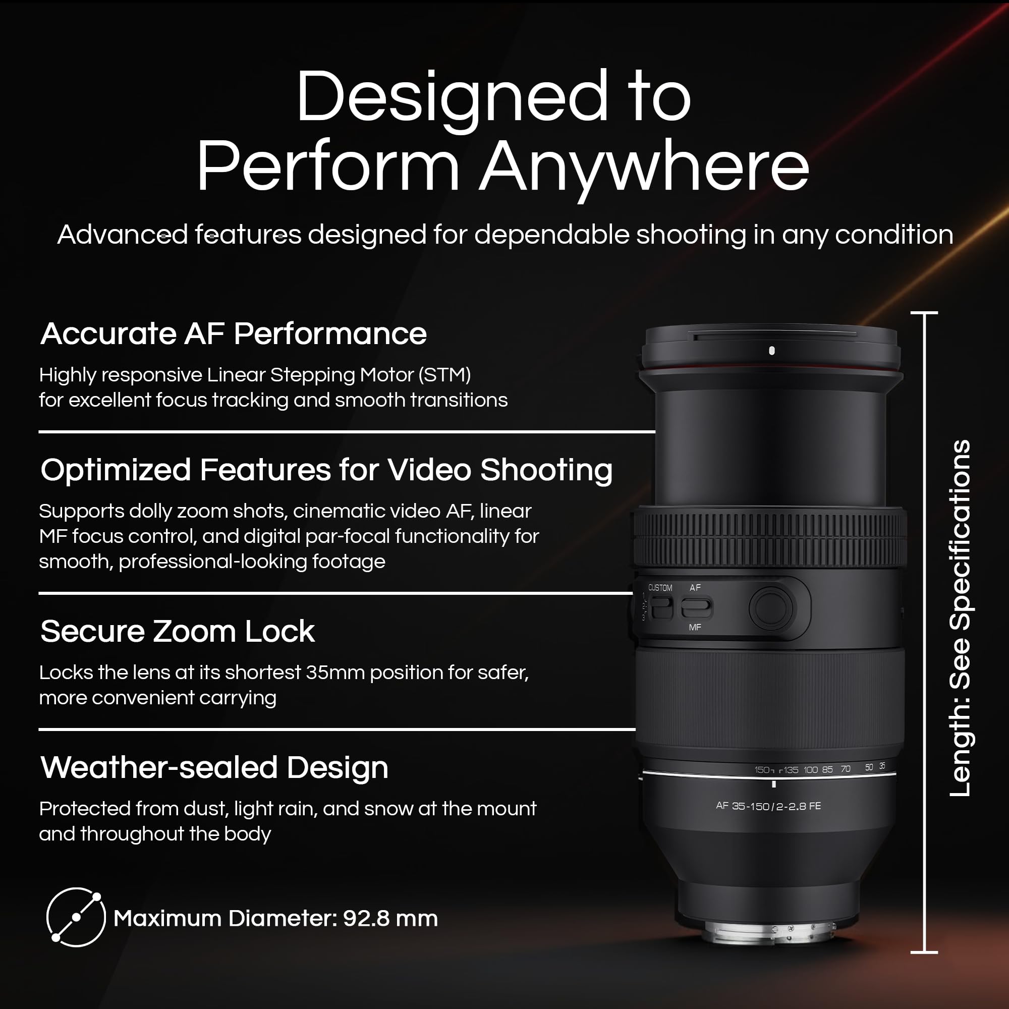 Amazon.com : Samyang 35-150mm F2-2.8 Full Frame Zoom Lens for Sony