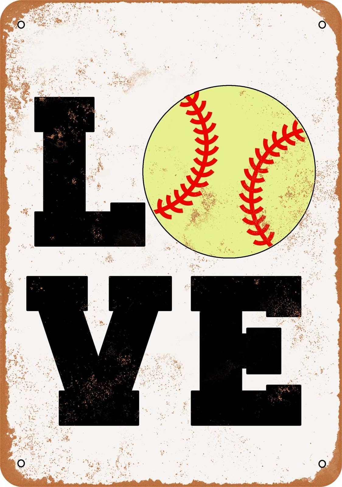 Miaomansenstore Metal Sign - Softball Love - Vintage Look Home Decor