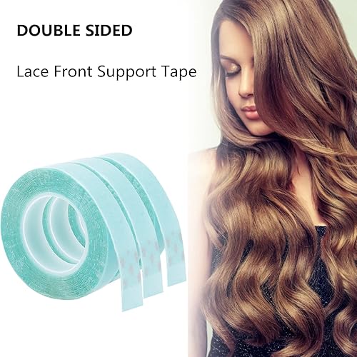Miniatura 2 de Cinta adhesiva de extensión de cabello, 3 piezas de cinta de soporte frontal de encaje impermeable, cinta de encaje de doble cara para pelucas y
