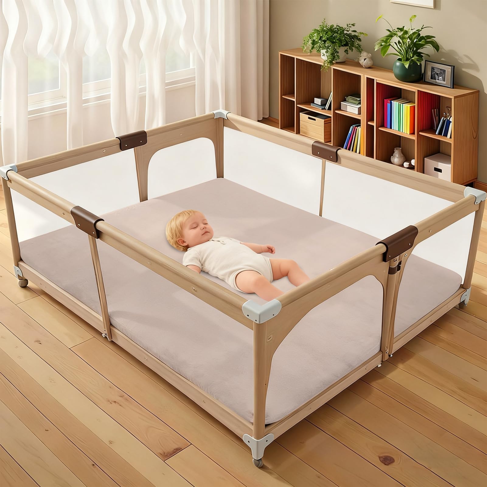 Tappetino da gioco per bambini in velluto di corallo spesso 3 cm Tappeto for gattonare e giocare, antiscivolo 150 x 150 cm Marrone Chiaro per bambini e neonati, tappetino per bambini per pavimento