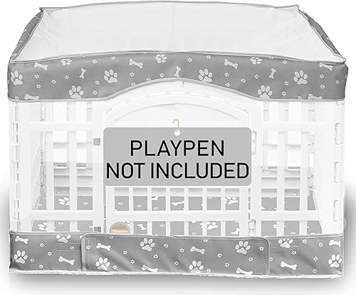 Almohadilla inferior para corralito de perros y cubierta superior de malla para corralitos de 36 x 36 pulgadas (valla no incluida), reutilizable