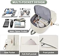 Vista 3 de Mochila ligera Mochila impermeable para estudiantes de secundaria, A-beige Verde, Mochila escolar