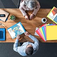 Vista 6 de INFUN Carpeta de bolsillo de plástico resistente con puntas y bolsillo frontal transparente, paquete de 18, carpetas de 3 puntas con bolsillos