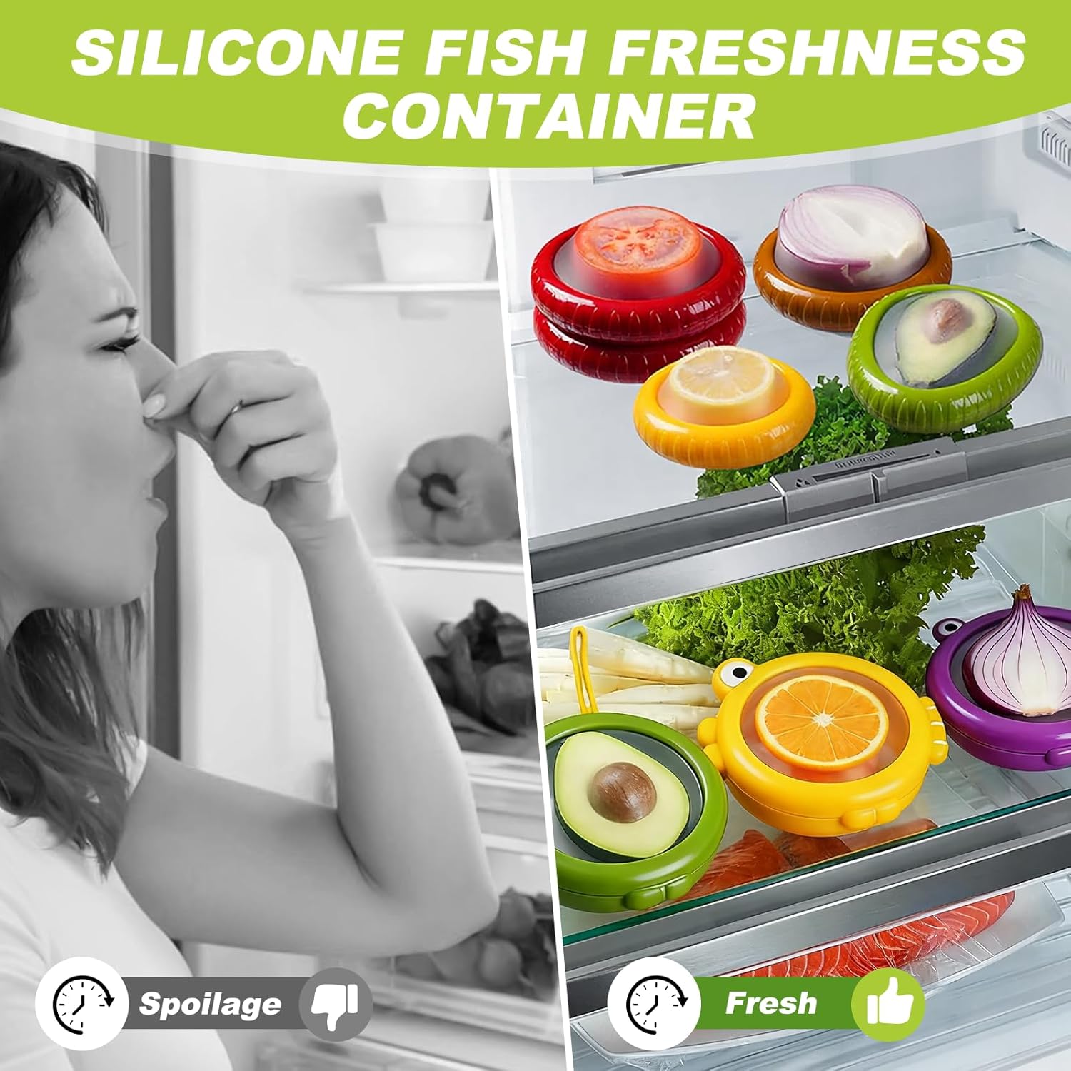 18Pack Fresh Produce Storage Pods with Fruit Peeler, Reusable Fridge Containers for Avocado, Onion, Tomato, Lemon & Garlic