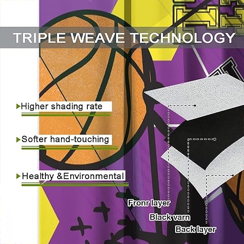 Vista 120 de Boys Sports Curtains Basketball Football Baseball Flame Pattern Printed Curtains Kids and Teenagers' Bedroom Living Room Blackout Curtains W42 * L54